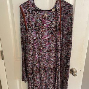 BKE Knee Length Purple Cardigan with Hood